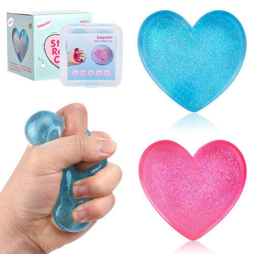 2-Pack Squishy Stress Cubes – Quiet Sensory Fidget Blocks for Anxiety & Focus (Blue & Pink, 2-Inch)