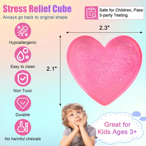 2-Pack Squishy Stress Cubes – Quiet Sensory Fidget Blocks for Anxiety & Focus (Blue & Pink, 2-Inch)