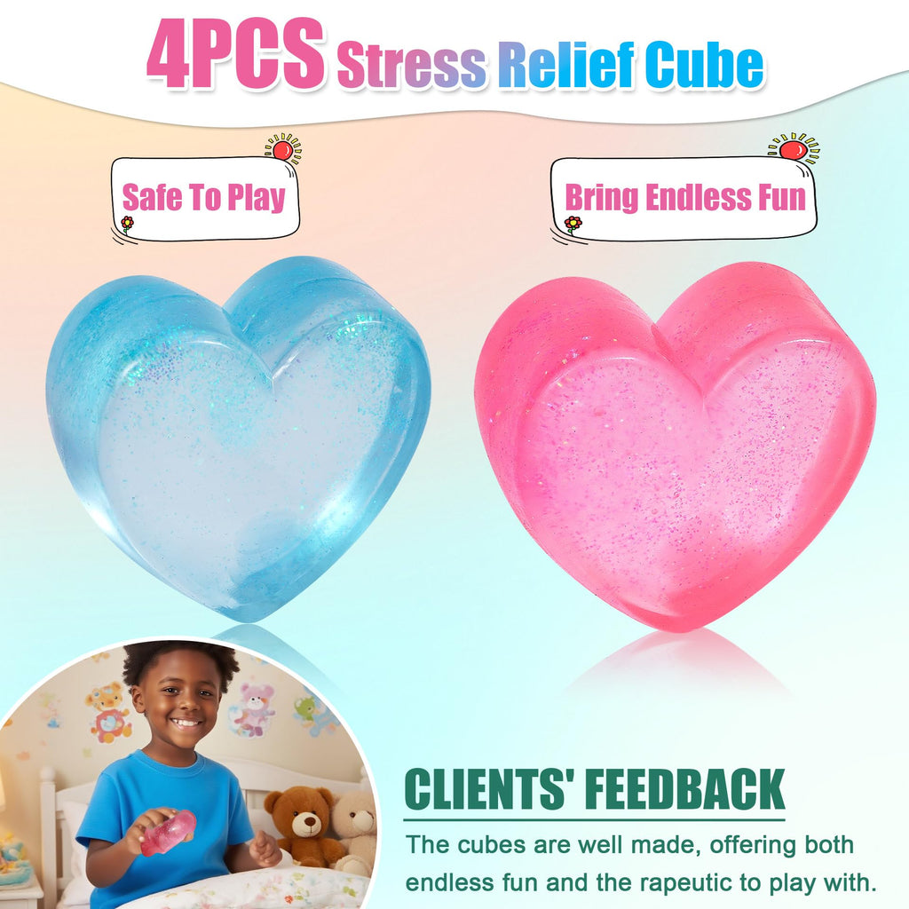 2-Pack Squishy Stress Cubes – Quiet Sensory Fidget Blocks for Anxiety & Focus (Blue & Pink, 2-Inch)