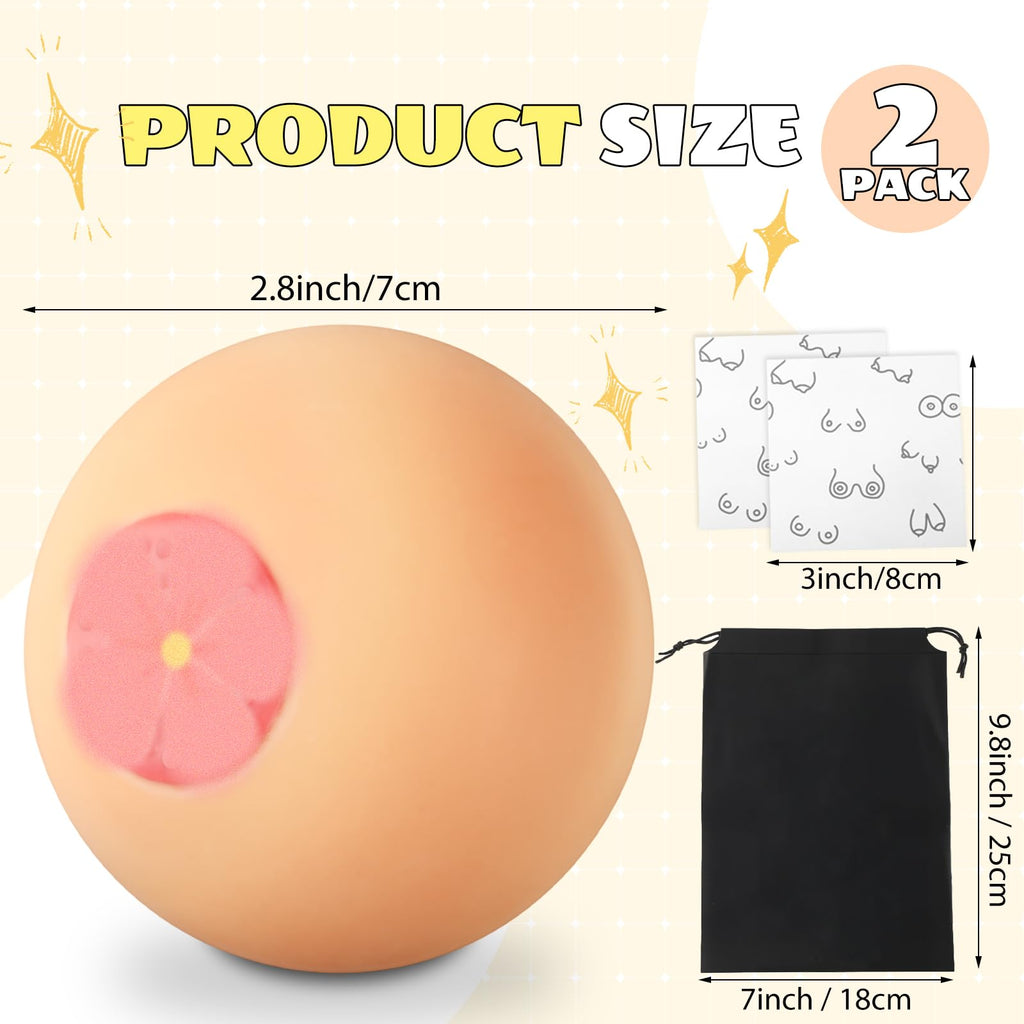 2 Pack Stress Squeeze Balls – Soft Silicone Stress Relief Balls with Gift Card and Drawstring Bag for Hand Exercises, Fun Gift for Men and Women