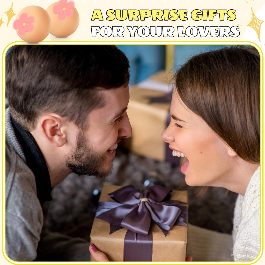 2 Pack Stress Squeeze Balls – Soft Silicone Stress Relief Balls with Gift Card and Drawstring Bag for Hand Exercises, Fun Gift for Men and Women
