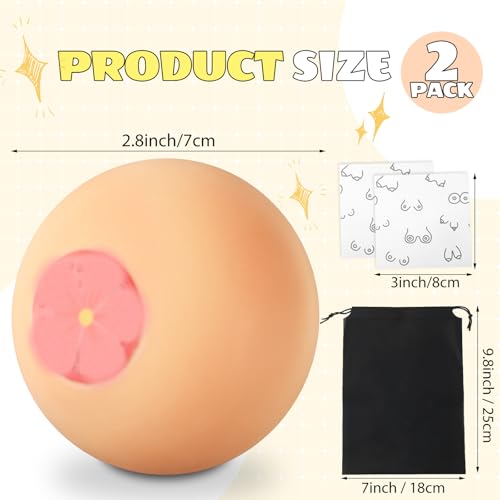 2 Pack Stress Squeeze Balls – Soft Silicone Stress Relief Balls with Gift Card and Drawstring Bag for Hand Exercises, Fun Gift for Men and Women