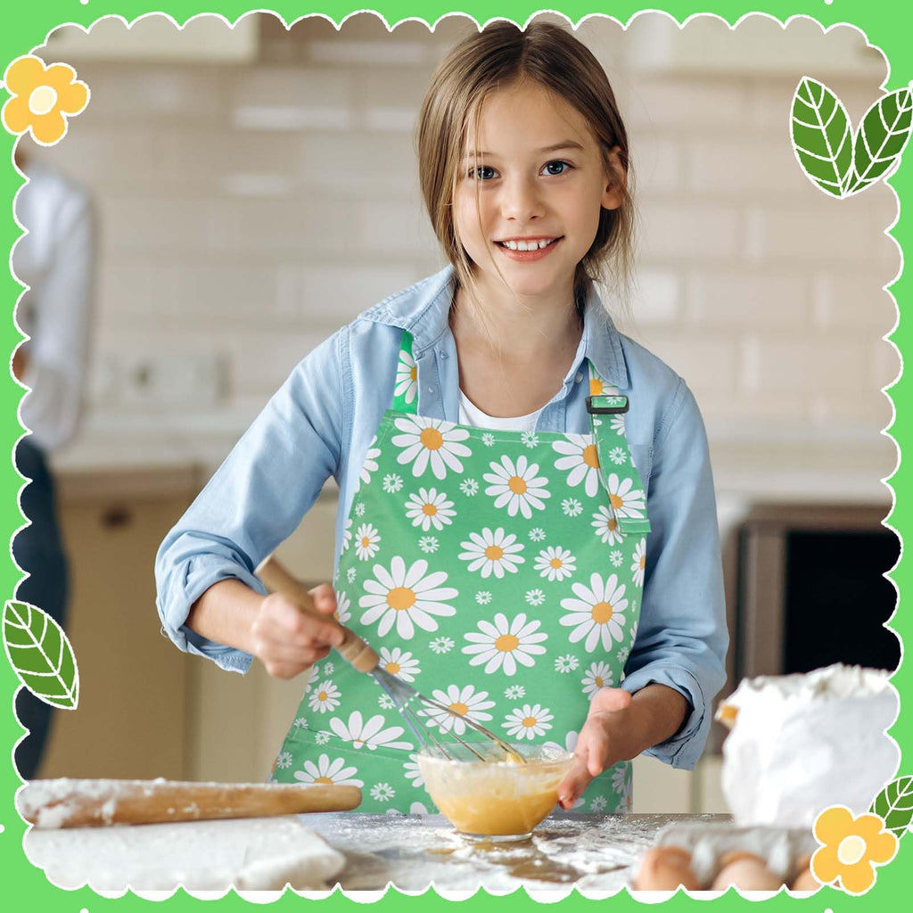 2 Pack Waterproof Kids Aprons with Pockets – Adjustable Toddler Painting and Cooking Apron by XLSXEXCL