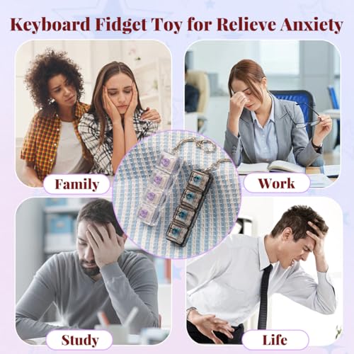 2-Piece Keyboard Fidget Toy Set for Adults – Creamy & Clicky Keychains with LED Lights (Purple)
