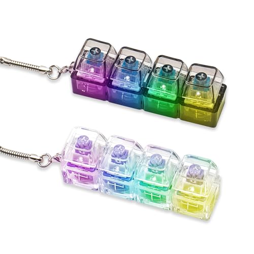 2-Piece Keyboard Fidget Toy Set for Adults – Creamy & Clicky Keychains with LED Lights (Purple)