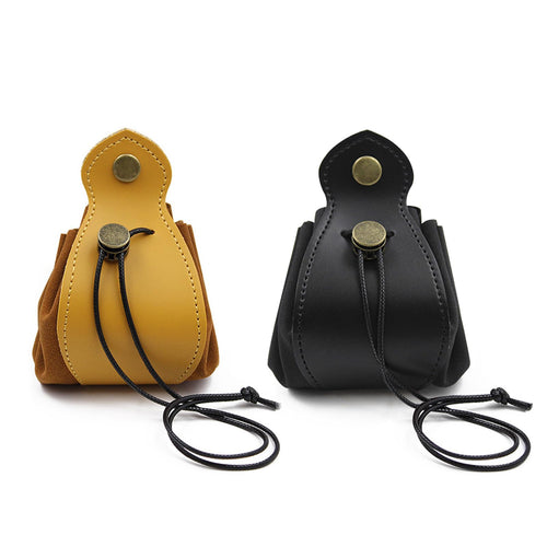 2-Piece PU Leather Dice Bag Set – Yellow and Black Drawstring Pouches for Dice, Coins &amp; Small Items