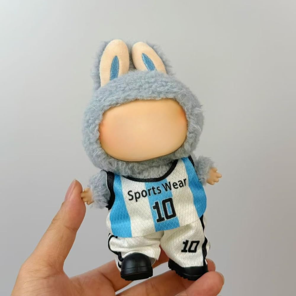 2-Piece Soccer Uniform for 17cm Labubu Dolls – Jersey and Shorts Set, Number 10 (No Doll)