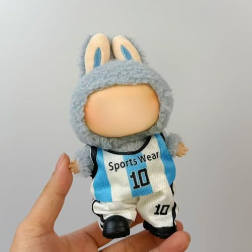 2-Piece Soccer Uniform for 17cm Labubu Dolls – Jersey and Shorts Set, Number 10 (No Doll)