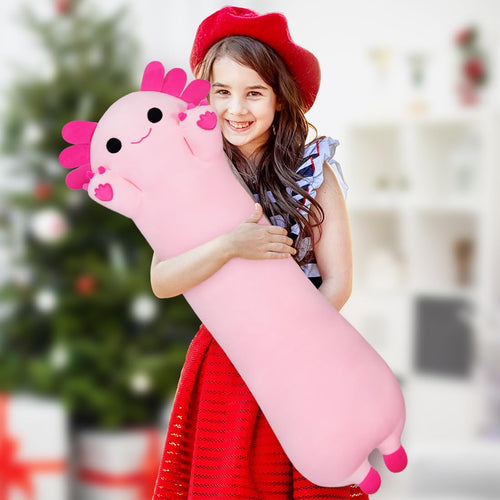 20-Inch Pink Axolotl Plush Toy - Chubbyjoy Long Body Pillow, Soft & Safe Stuffed Animal