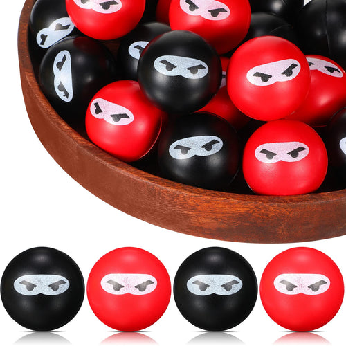 20 Jerify Ninja Stress Relief Balls – PU Foam Squeeze Fidget Toys, 1.57 in, Black & Red