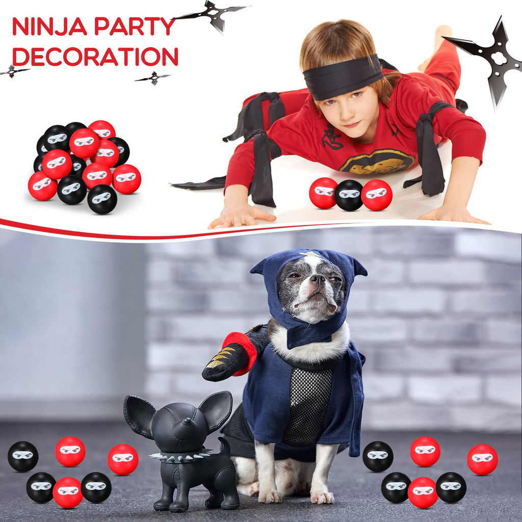 20 Jerify Ninja Stress Relief Balls – PU Foam Squeeze Fidget Toys, 1.57 in, Black & Red