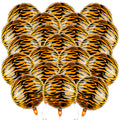 20 Pack 18-Inch Tiger Print Foil Balloons for Jungle Safari Birthday Party Decorations