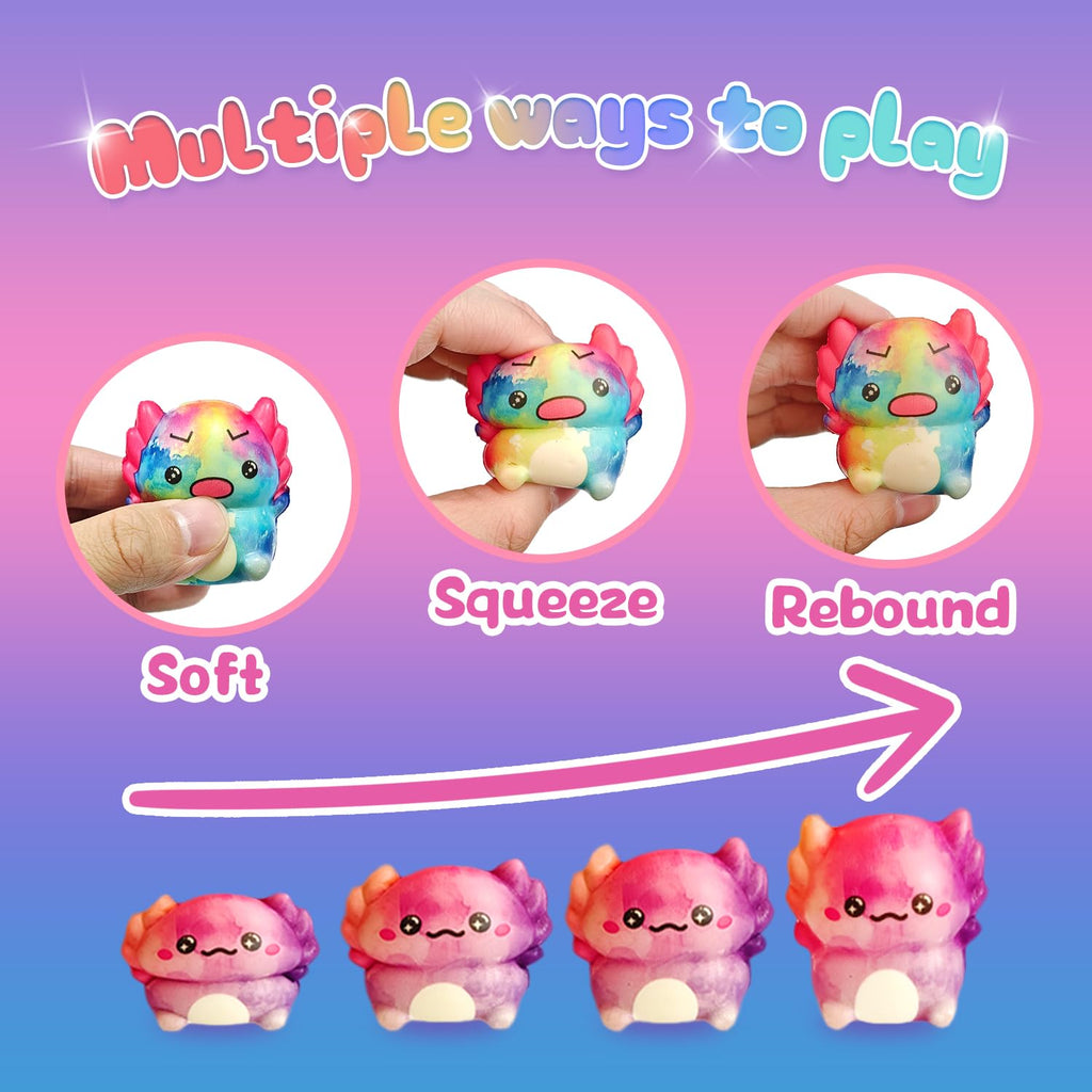 20-Pack Axolotl Squishy Toys – Slow Rising Fidget Favors for Kids, Classroom Prizes & Party Goodie Bags