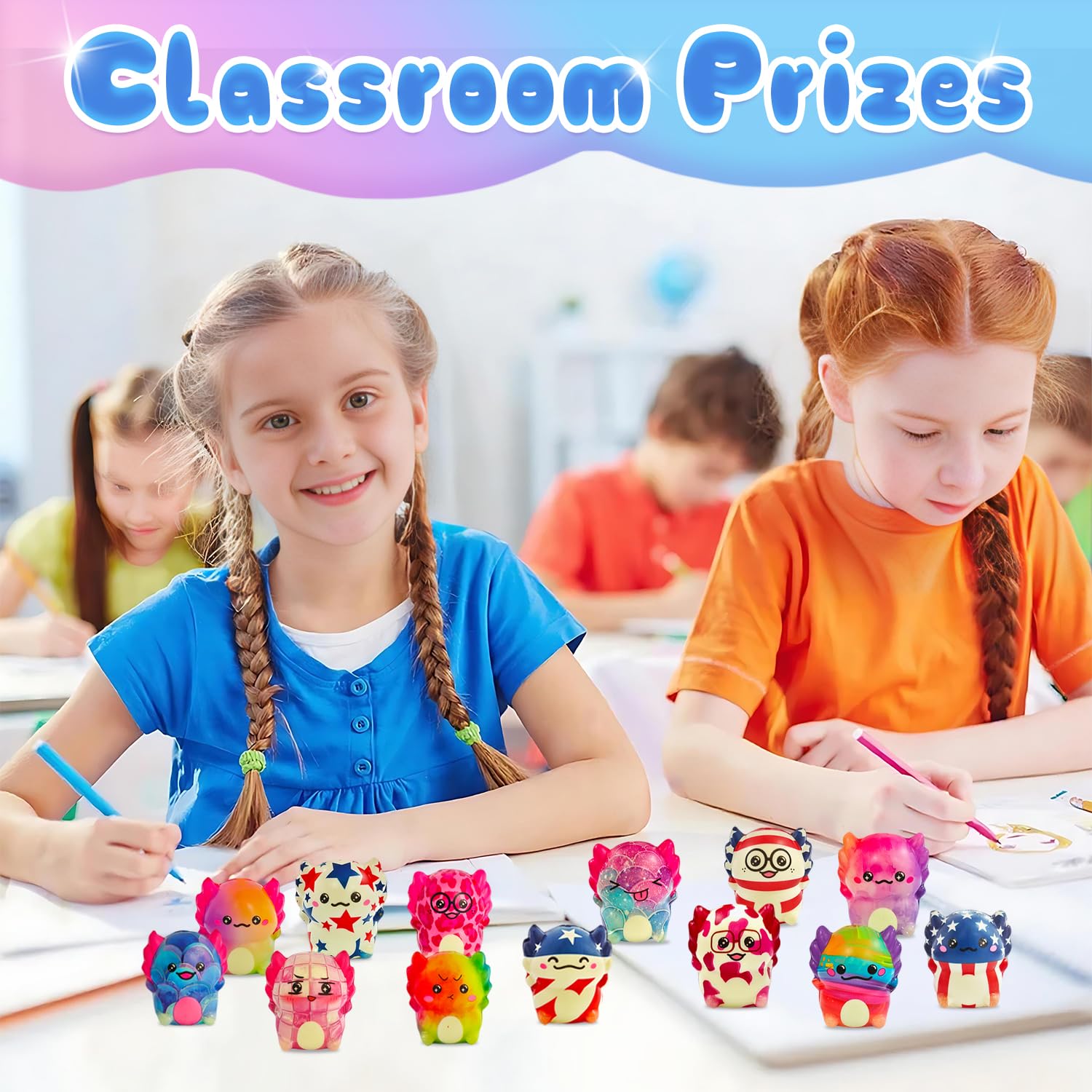 20-Pack Axolotl Squishy Toys – Slow Rising Fidget Favors for Kids, Classroom Prizes & Party Goodie Bags