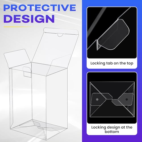 20 Pack Clear Pop Protectors for 4-Inch Funko Figures, 0.38mm PET Display Cases with Locking Tabs