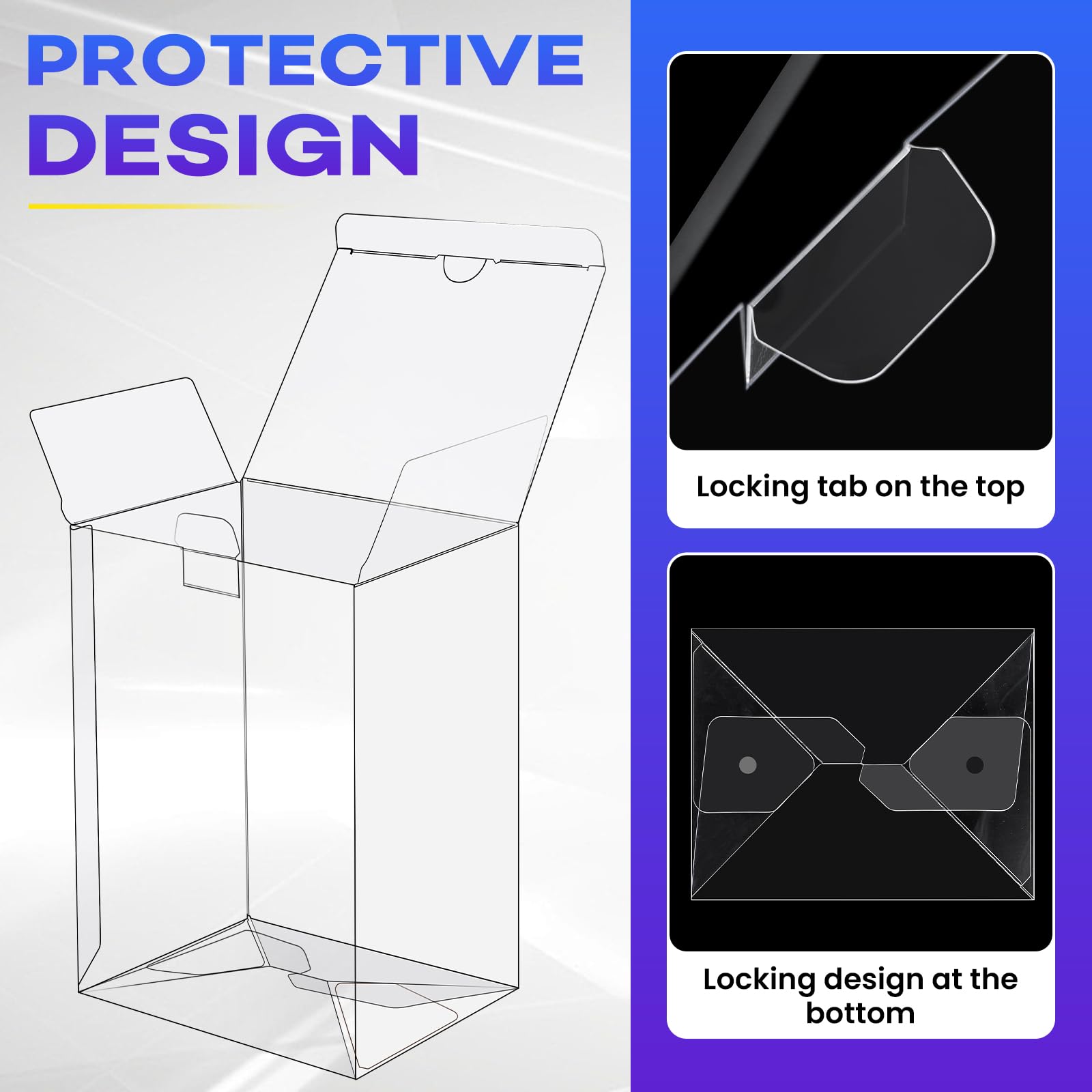 20 Pack Clear Pop Protectors for 4-Inch Funko Figures, 0.38mm PET Display Cases with Locking Tabs