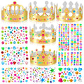 20-Pack Gold Paper Crowns for DIY Decorating with Stickers – Adjustable Birthday Crowns for Kids