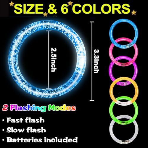 20 Pack LED Glow Bracelets by TURNMEON – Reusable Light Up Party Favors for Adults & Kids