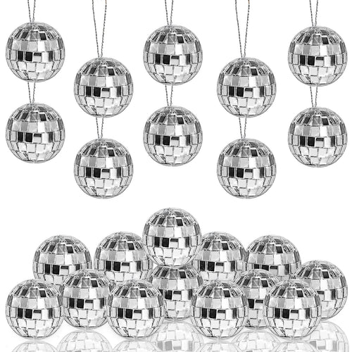 20-Pack Mini Disco Ball Cake Toppers by Newmemo – 1.6-Inch Hanging Mirror Ornaments for Parties