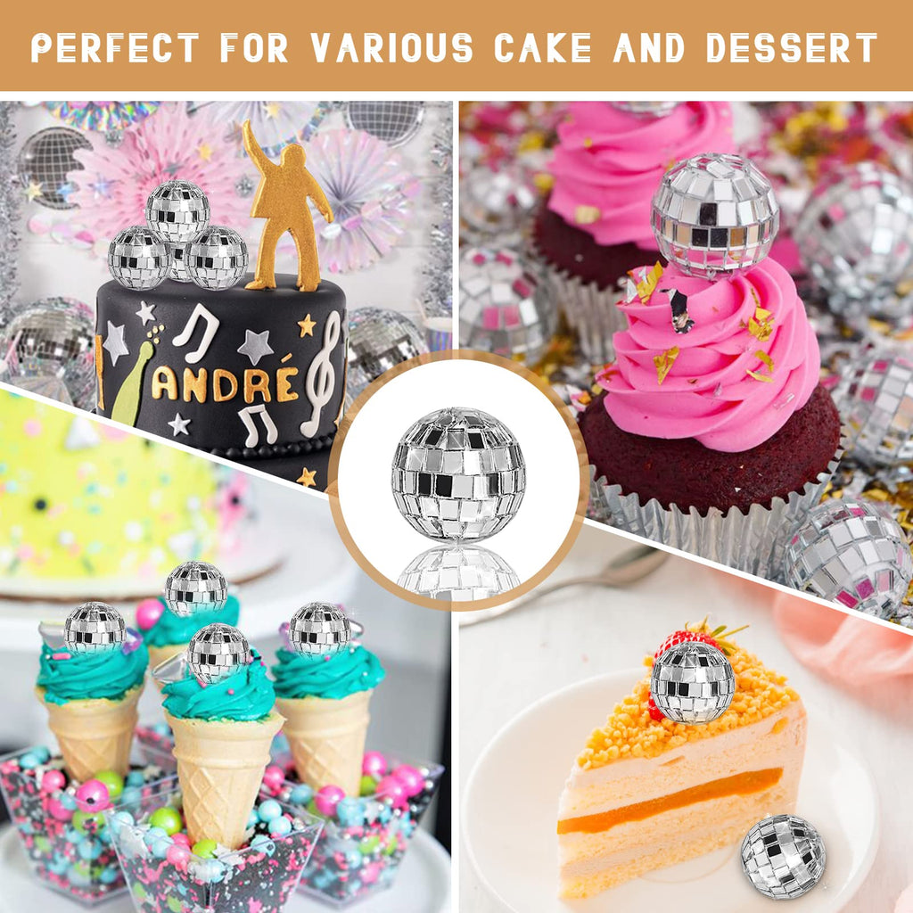 20-Pack Mini Disco Ball Cake Toppers by Newmemo – 1.6-Inch Hanging Mirror Ornaments for Parties