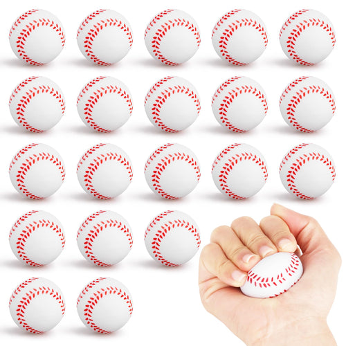 20 Pack Mini Foam Baseball Stress Balls for Party Favors, Anxiety Relief, and Pet Toys