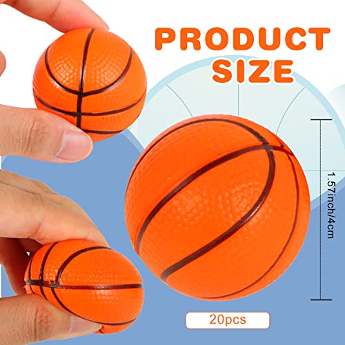 20 Pack Mini Foam Basketball Stress Balls – 1.6 Inch Squeeze Toys for Party Favors, School Rewards, and Stress Relief