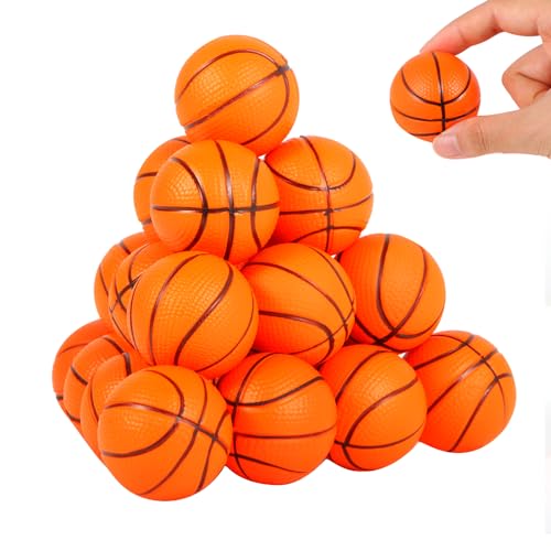 20 Pack Mini Foam Basketball Stress Balls – 1.6 Inch Squeeze Toys for Party Favors, School Rewards, and Stress Relief