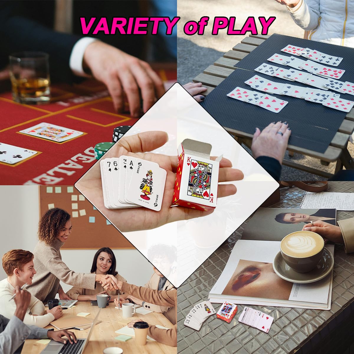 20-Pack Mini Playing Cards (1.65 Inches) – 54-Card Decks, Party Favors, Novelty Gifts for Kids and Adults