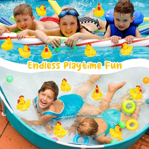 20 Pack Mini Rubber Chicken Toys – Squeaky Yellow Chicks for Bath, Party Favors, and Decorations