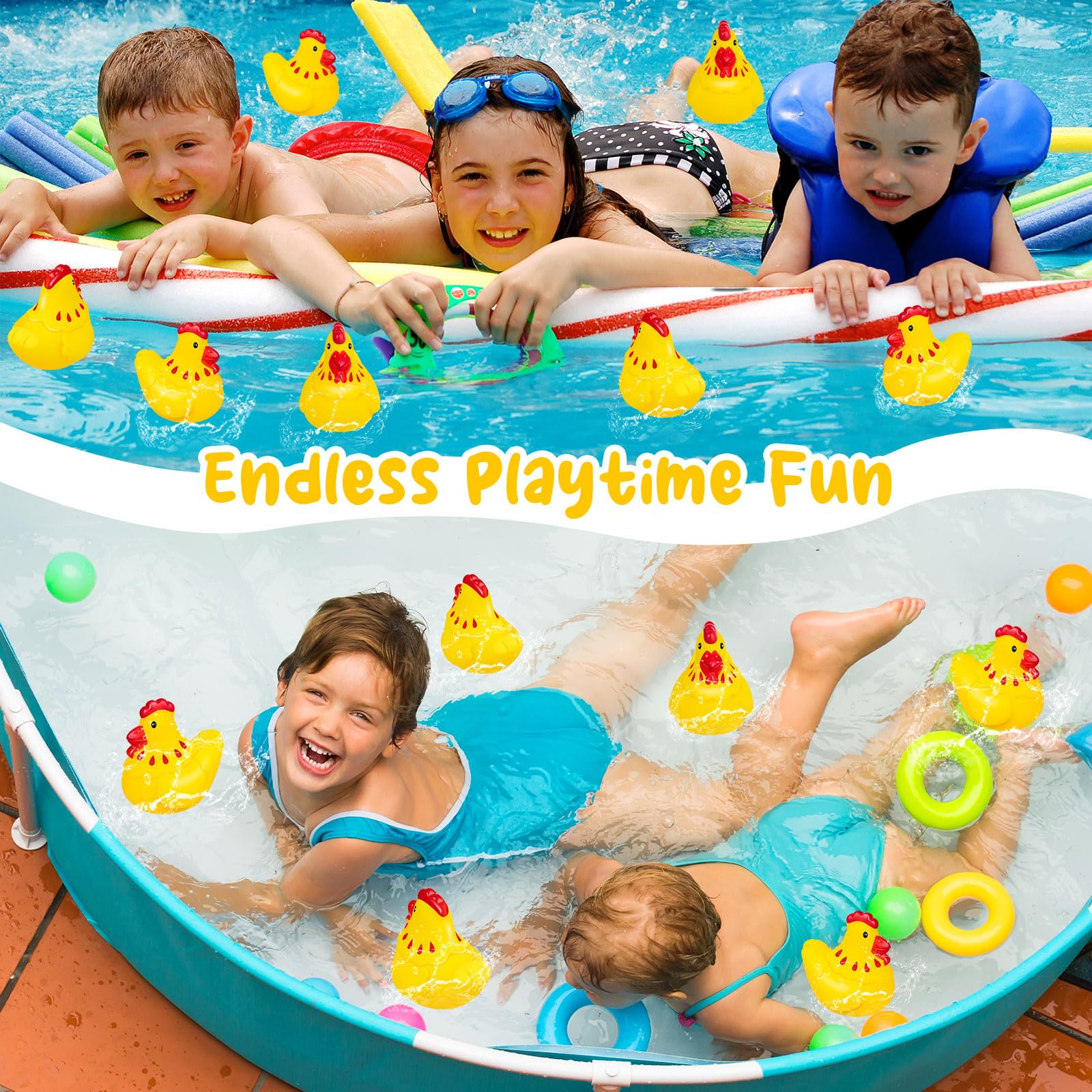 20 Pack Mini Rubber Chicken Toys – Squeaky Yellow Chicks for Bath, Party Favors, and Decorations