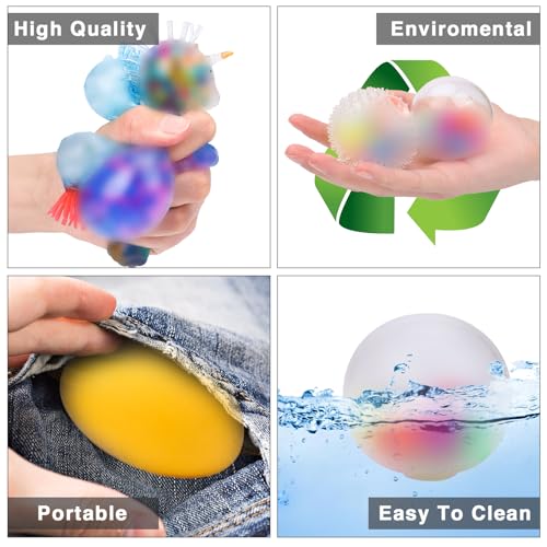 20 Pack Stress Balls Set – Squeeze Balls for Adults, Party Favors & Prize Box Stuffers by BESNEL