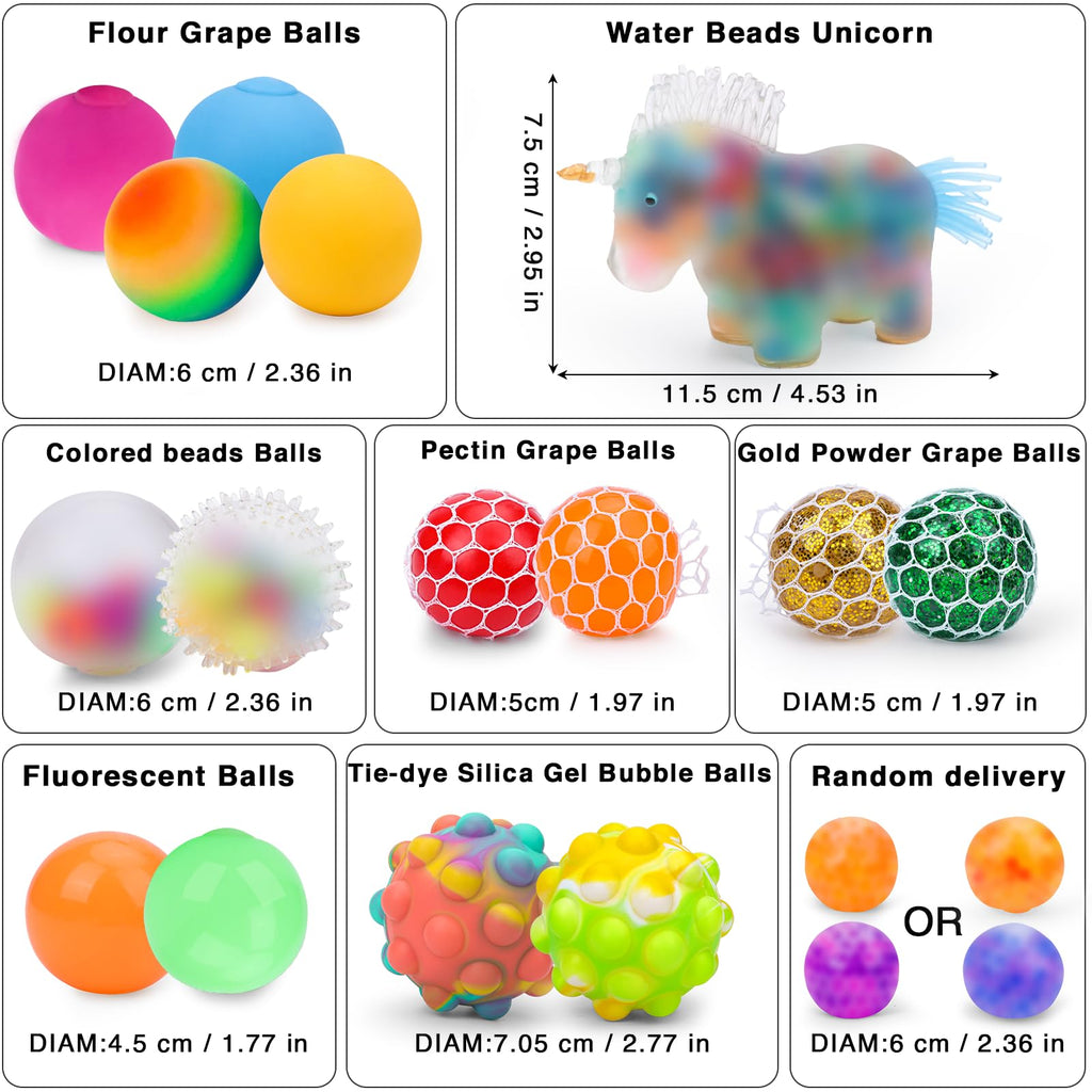 20 Pack Stress Balls Set – Squeeze Balls for Adults, Party Favors & Prize Box Stuffers by BESNEL