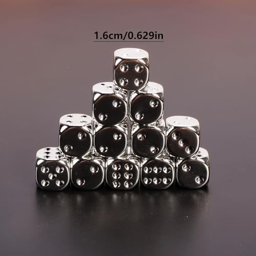 20-Piece 16mm Gold and Silver Plastic Dice Set – Rounded Corners for Tabletop Games, Teaching & Party Fun