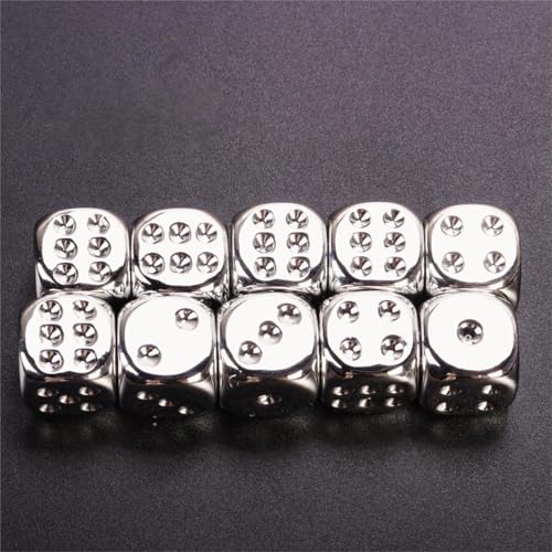 20-Piece 16mm Gold and Silver Plastic Dice Set – Rounded Corners for Tabletop Games, Teaching & Party Fun