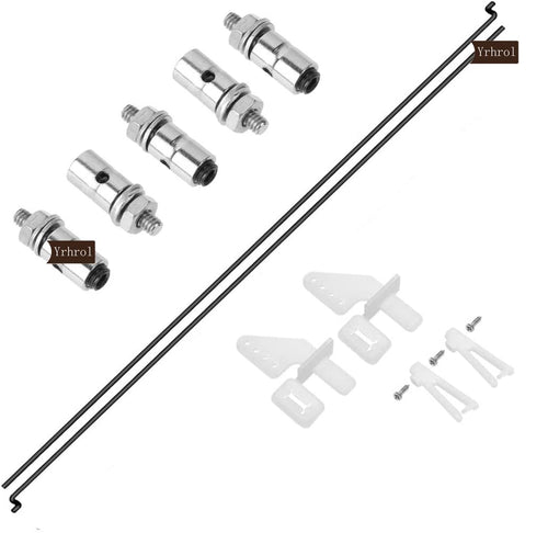 20-Piece RC Pushrod and Control Horn Linkage Set – 1.2mm x 210mm Z Push Rods, 1.3mm Adjustable Connectors, Nylon Horns for Airplane and Boat Models