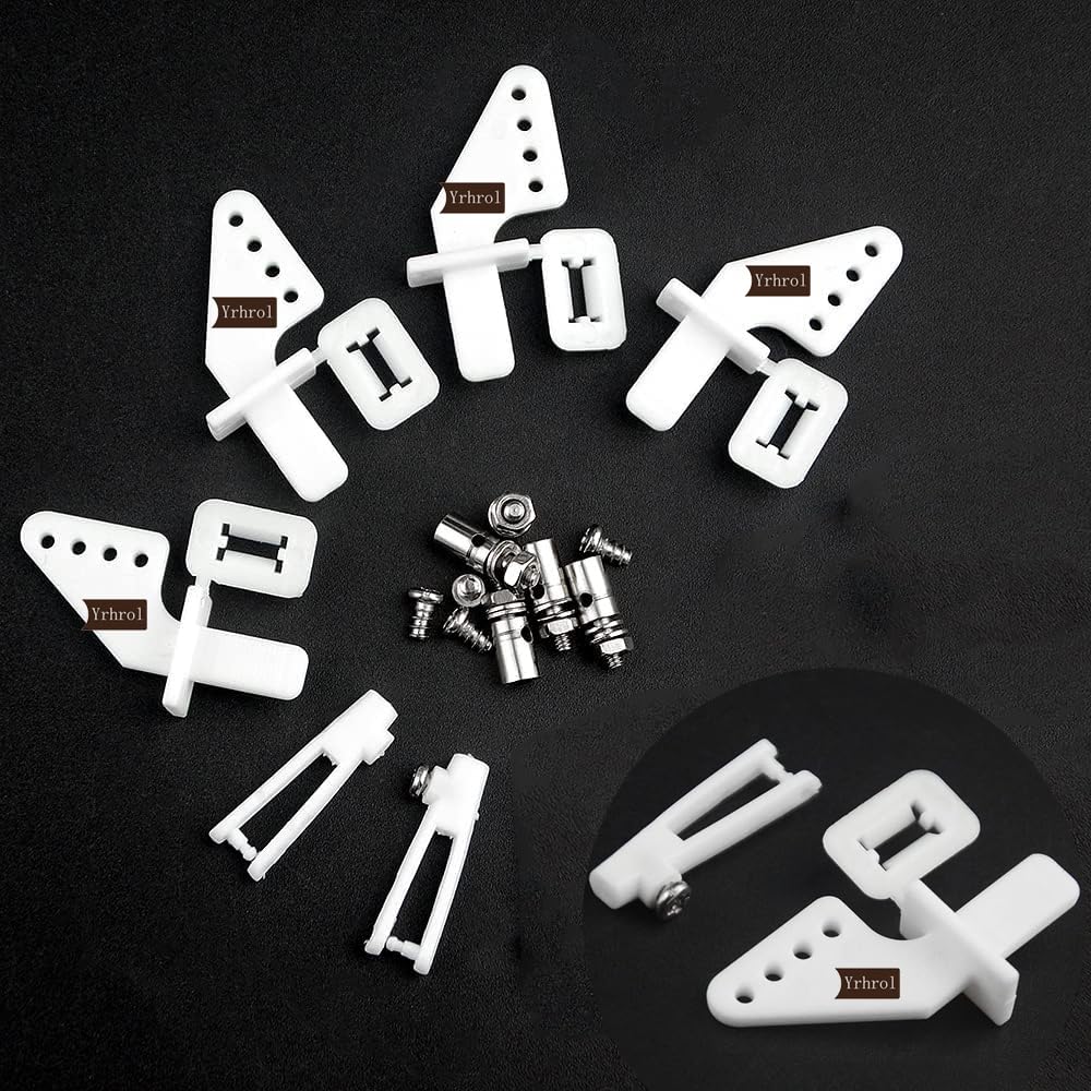 20-Piece RC Pushrod and Control Horn Linkage Set – 1.2mm x 210mm Z Push Rods, 1.3mm Adjustable Connectors, Nylon Horns for Airplane and Boat Models