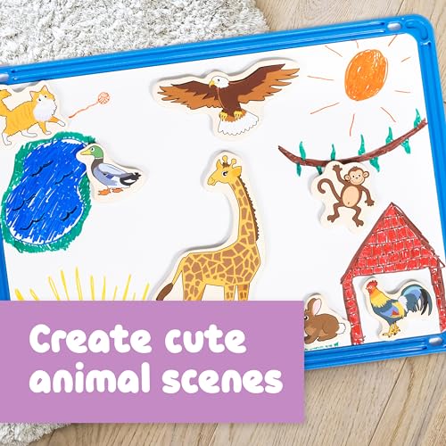 20-Piece Wooden Animal Magnets for Kids Ages 2+ – Chunky, Safe & Durable Play Magnets from SPARK & WOW