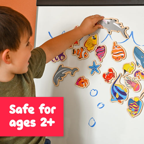 20-Piece Wooden Sea Life Magnets for Kids Ages 2+ | SPARK & WOW