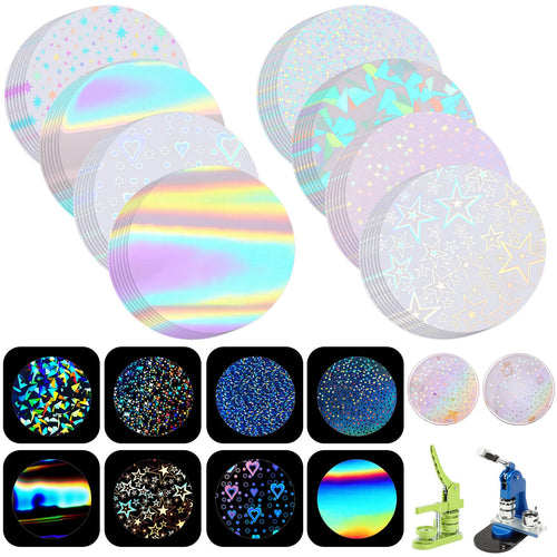 200 Holographic Badge Films 85mm – 8 Glitter Styles for 3 Inch Button Makers