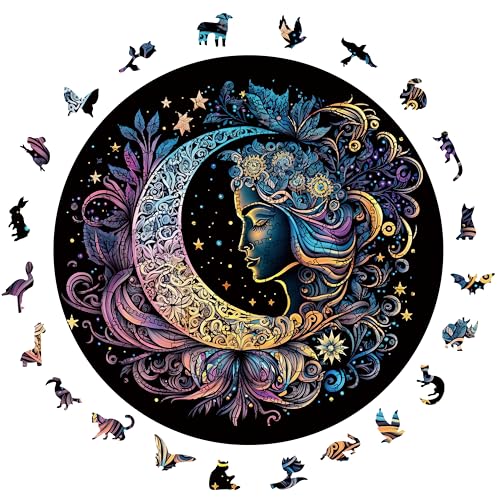 200-Piece Wooden Jigsaw Puzzle for Adults – Sun and Moon Animal Shapes by WHJSG