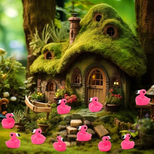 200 Pink Resin Flamingo Figurines – Miniature Decoration Set for DIY Crafts, Cake Toppers, and Fairy Gardens