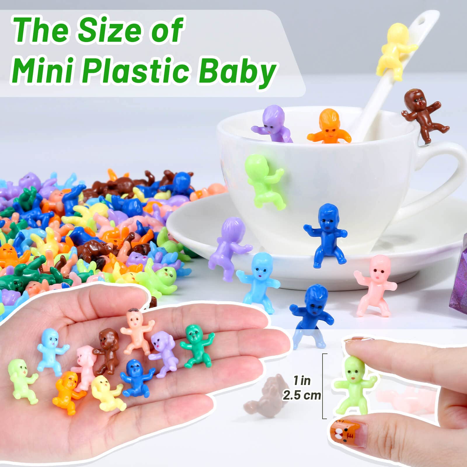 200pcs Mini Plastic Baby Figurines 10 Colors for Baby Shower Games, King Cake, Ice Cubes by selizo