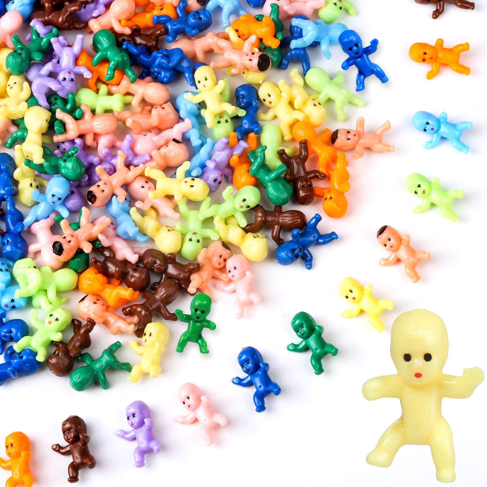 200pcs Mini Plastic Baby Figurines 10 Colors for Baby Shower Games, King Cake, Ice Cubes by selizo