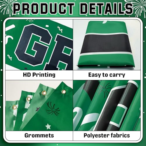 2026 Graduation Yard Sign - Large Green & Black Congrats Grad Banner for Class of 2026 Party Decorations
