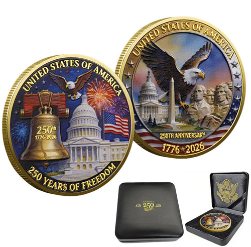 2026 USA 250th Anniversary Commemorative Challenge Token – Patriotic Collectible Coin with Flag & Balloons Design