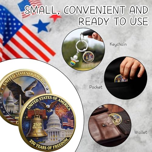 2026 USA 250th Anniversary Commemorative Challenge Token – Patriotic Collectible Coin with Flag & Balloons Design
