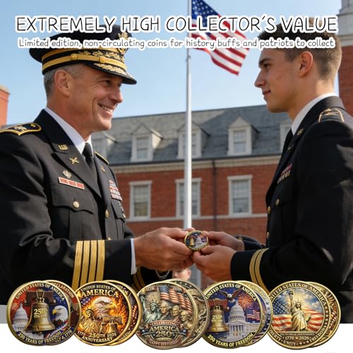 2026 USA 250th Anniversary Commemorative Challenge Token – Patriotic Collectible Coin with Flag & Balloons Design