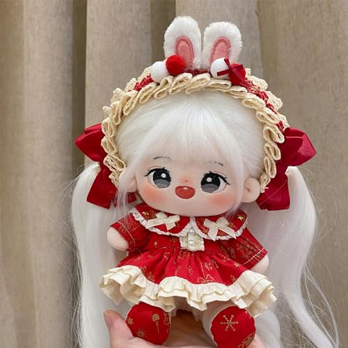 20cm Plush Doll Clothing Set Red - Soft Fabric Costume for 8-Inch Anime Stuffed Toys by S OUJCEN