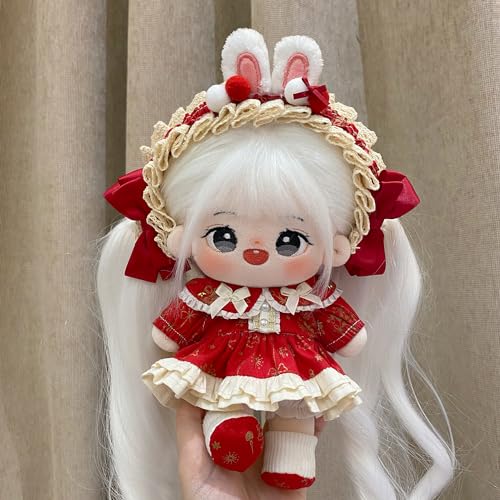 20cm Plush Doll Clothing Set Red - Soft Fabric Costume for 8-Inch Anime Stuffed Toys by S OUJCEN
