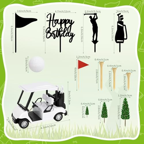 21-Piece Golf Cake Decorations Set with Cart, Flags, Trees - Hxezoc Golf Birthday Cake Toppers
